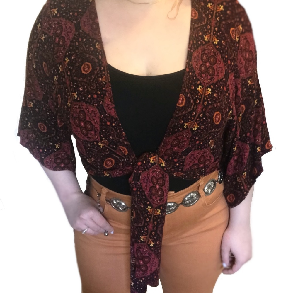Magnolia South Lizard Thicket Red Kimono Top Sz M